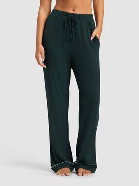 NWT Cozy Earth Women’s Bamboo Rib-Knit Classic Pajama Pants Spruce Medium